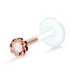 Stone Set Flower Shaped labret Silver LA-734
